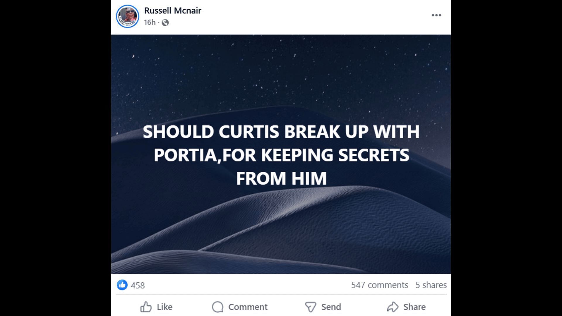 A Facebook post about Curtis and Portia (Image via Facebook/General Hospital Fans - Official)